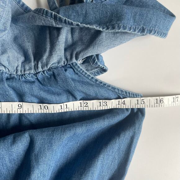 Abercrombie Kids Flutter Sleeve Wide Leg Denim Jumpsuit Pockets Girls Sz 13/14 - Picture 8 of 8